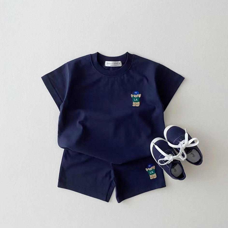 Cotton Casual Bear Short Sleeve Suit