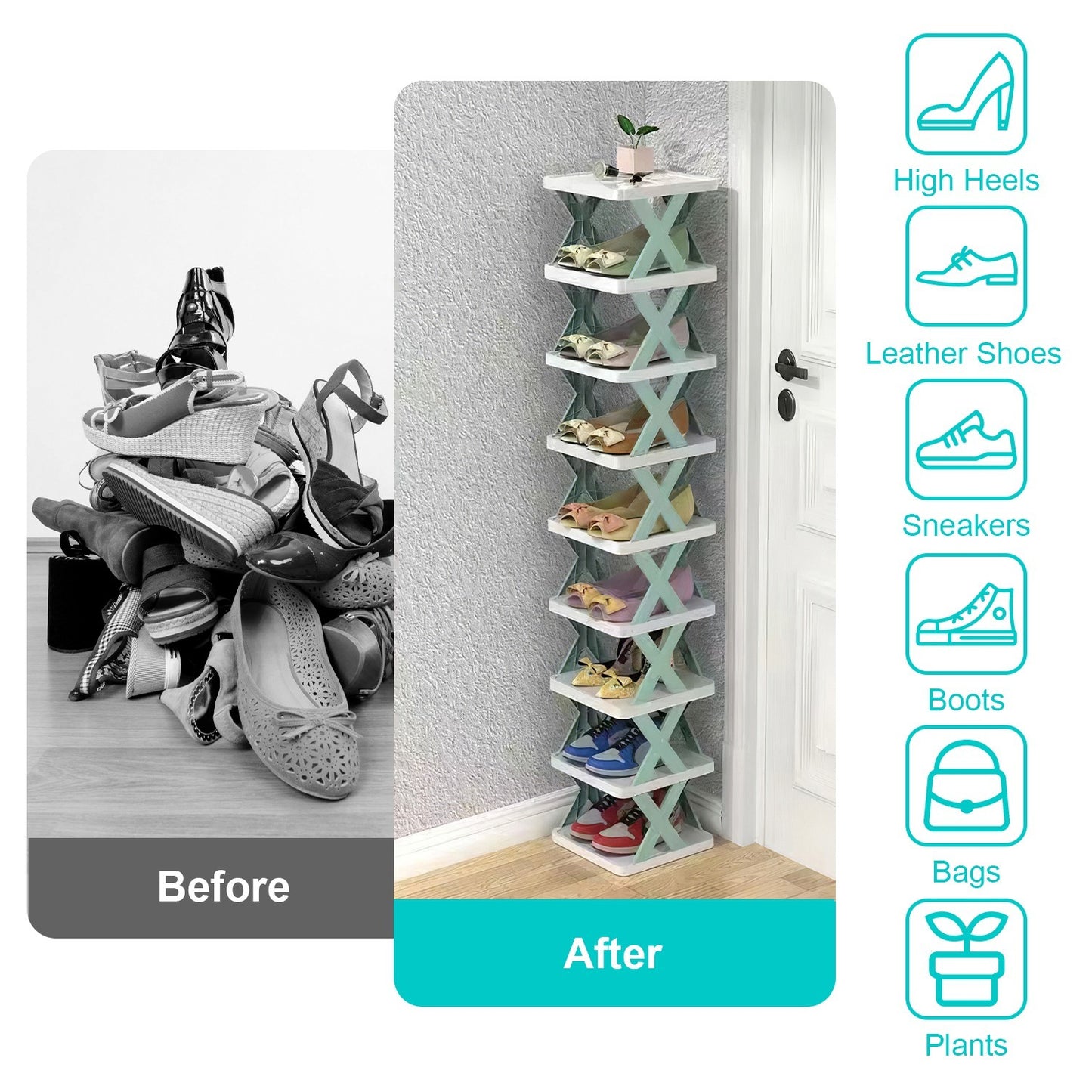 Shoe Rack Plastic Vertical Shoe Organizer