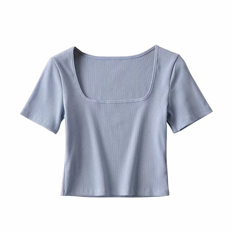Summer Cropped Square Neck T-shirt