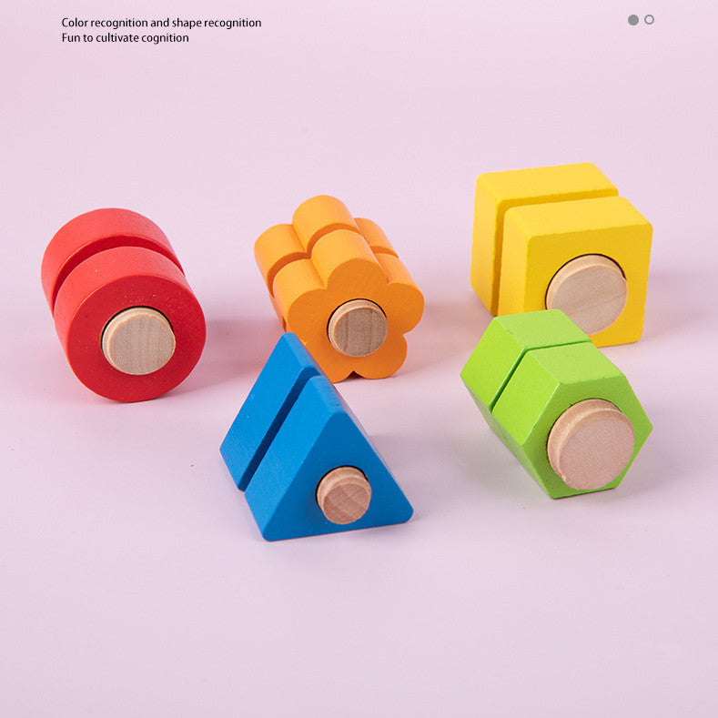 Wooden Boys And Girls Nut Thread Combination Toy