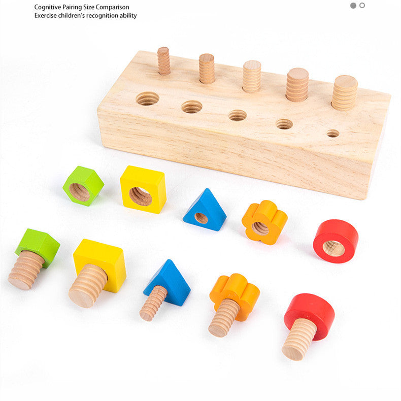 Wooden Boys And Girls Nut Thread Combination Toy