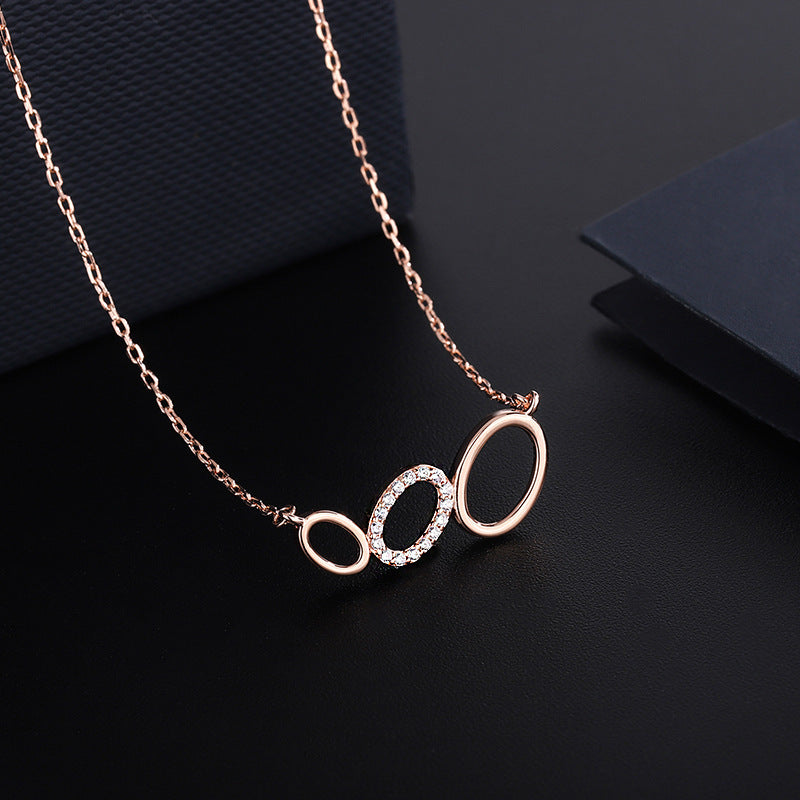 Sterling Silver Three-ring Necklace