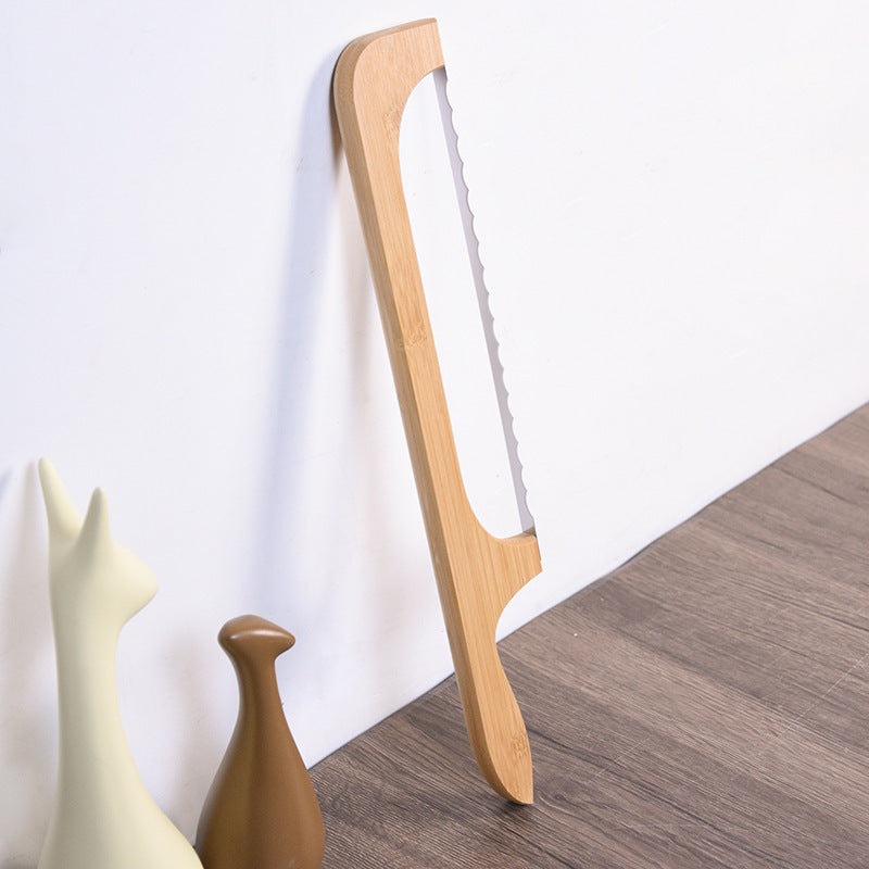 Wooden Cutting Serrated Bread Knife