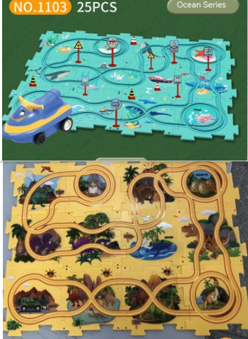 Children Puzzle Electric Car Automatic Rail City Scene Construction Education Toy Gift