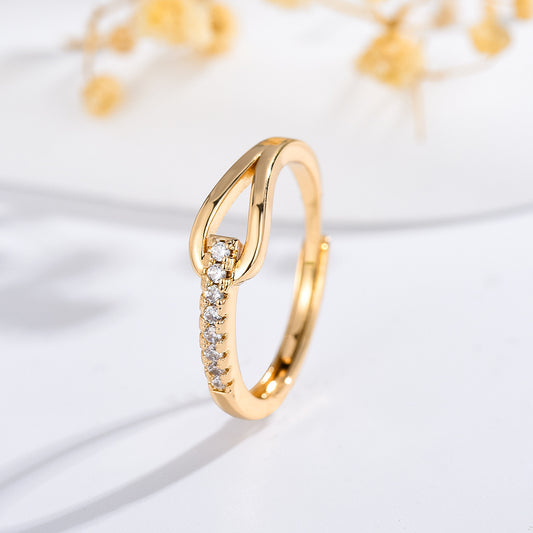 Diamond-embedded Open Ring