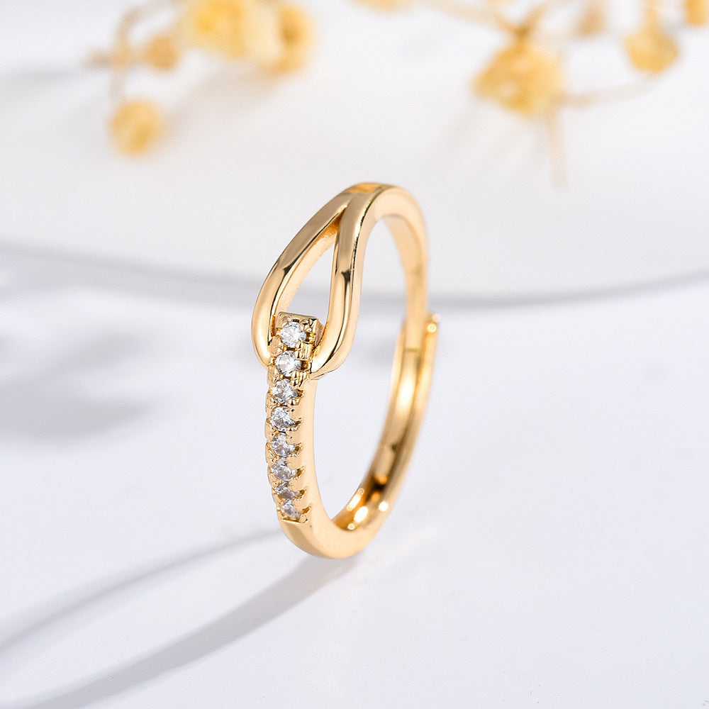 Diamond-embedded Open Ring