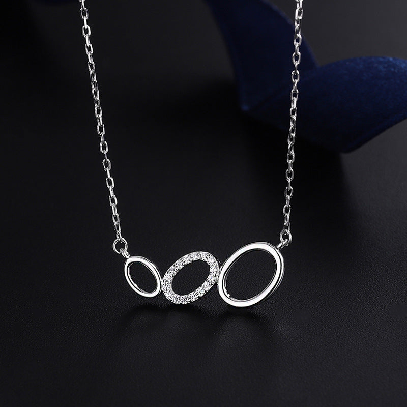 Sterling Silver Three-ring Necklace