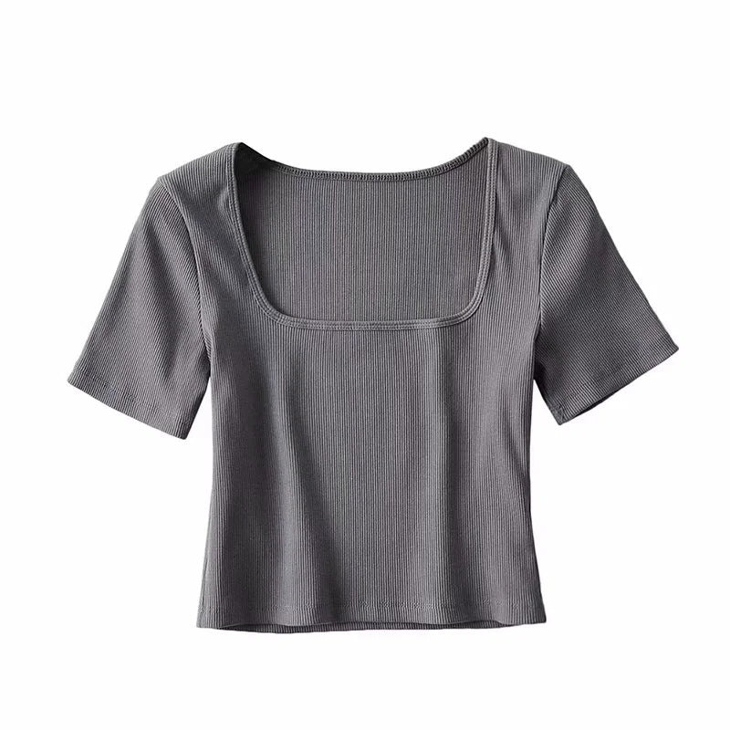 Summer Cropped Square Neck T-shirt