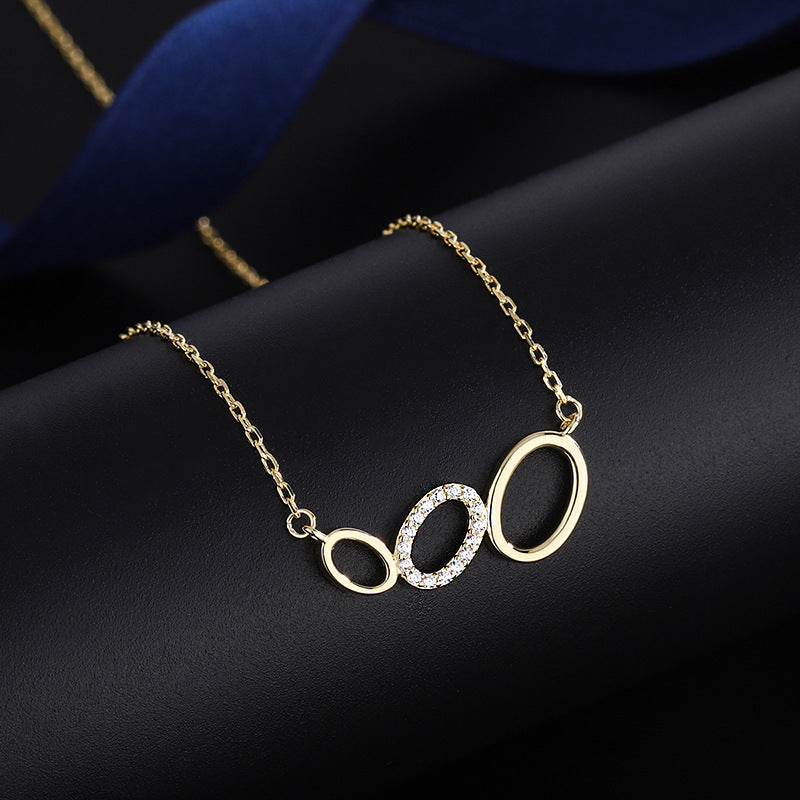 Sterling Silver Three-ring Necklace