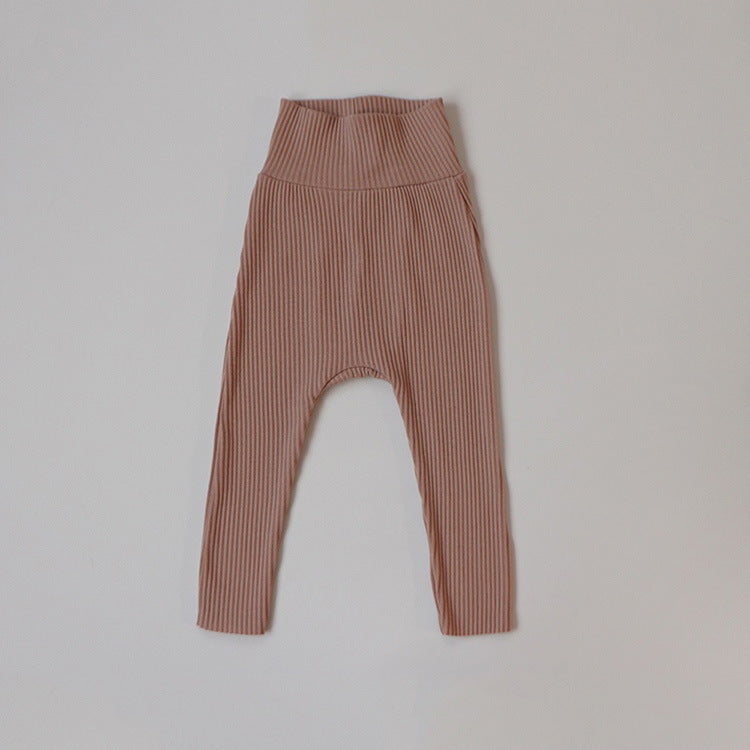 Leggings Girls Solid Color High-waisted Trousers