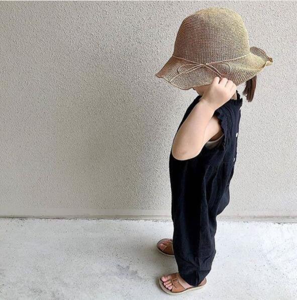 Casual Flounced Sleeve Lace  Cotton And Linen Romper