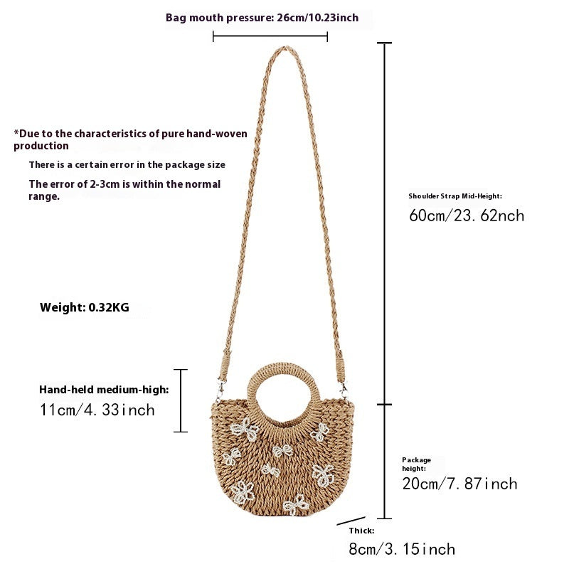 Semicircle Paper-string Woven Beach Handmade Bag
