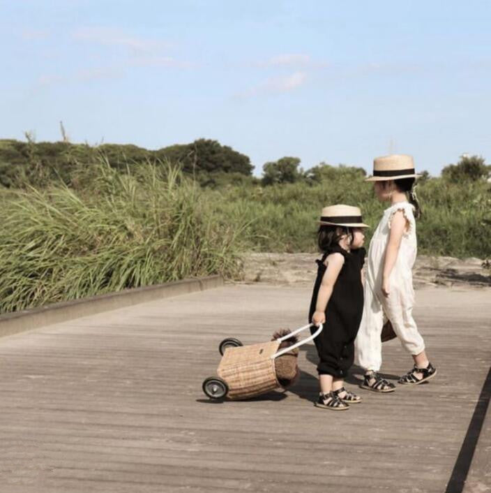 Casual Flounced Sleeve Lace  Cotton And Linen Romper