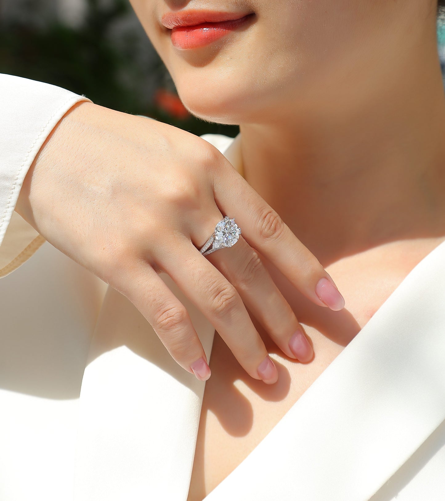 Elegant Radiance Sterling Silver And Platinum-plated Diamond