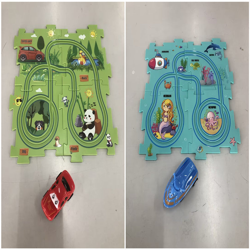 Children Puzzle Electric Car Automatic Rail City Scene Construction Education Toy Gift