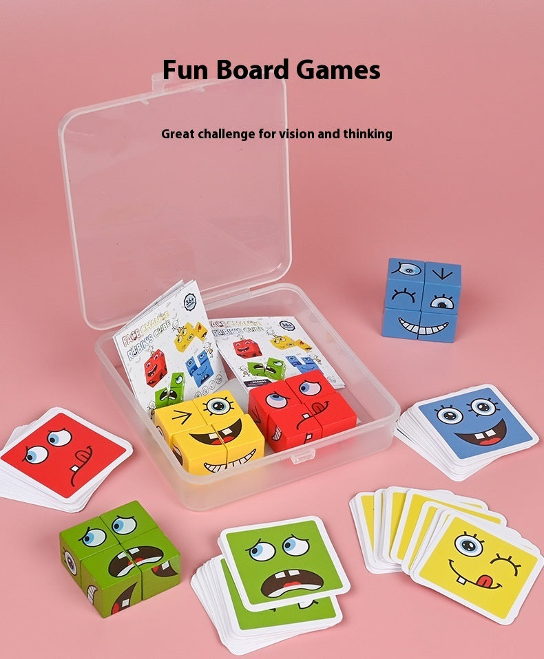 Wooden Expressions Toy Wooden Magic Cube Face
