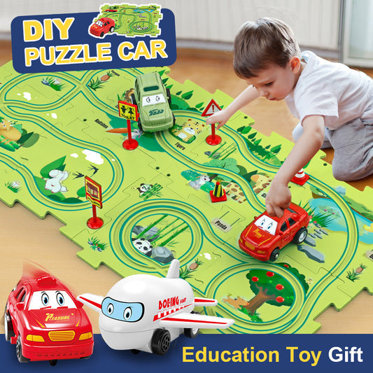 Children Puzzle Electric Car Automatic Rail City Scene Construction Education Toy Gift