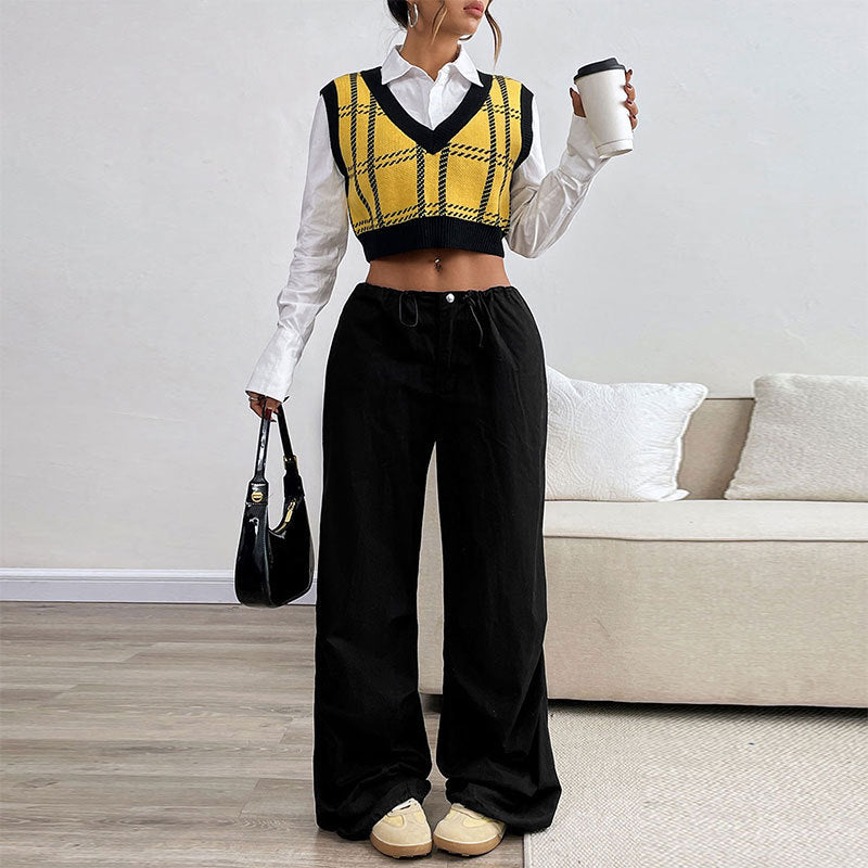 Women's V-neck Plaid Waistcoat